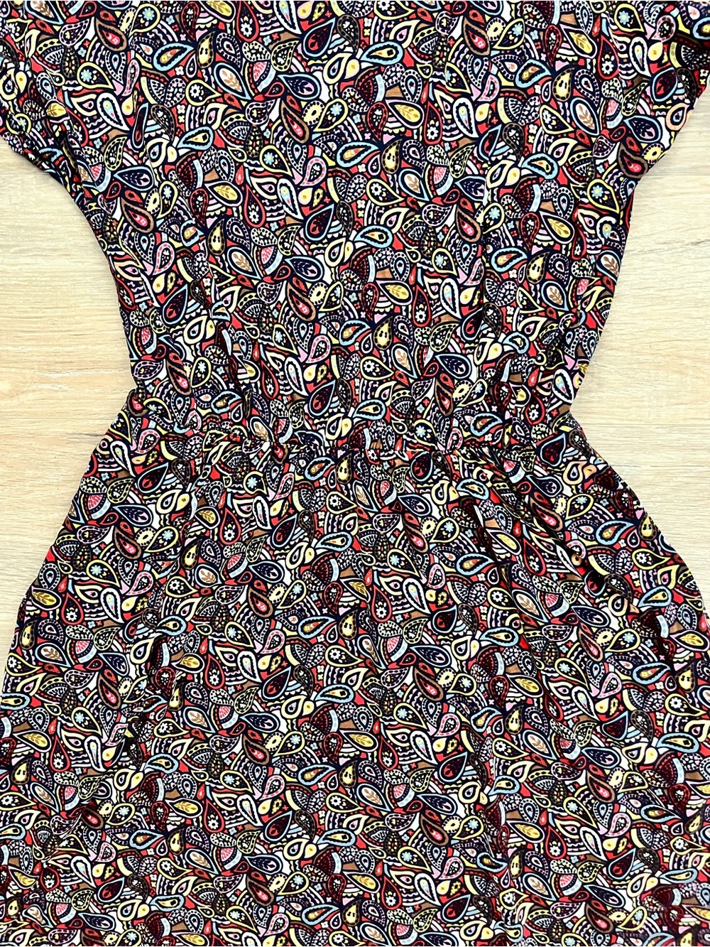 Boden Women’s Mulitcolor Paisley Pattern Short Sleeves Dress Elastic Waist 6 - Picture 3 of 6